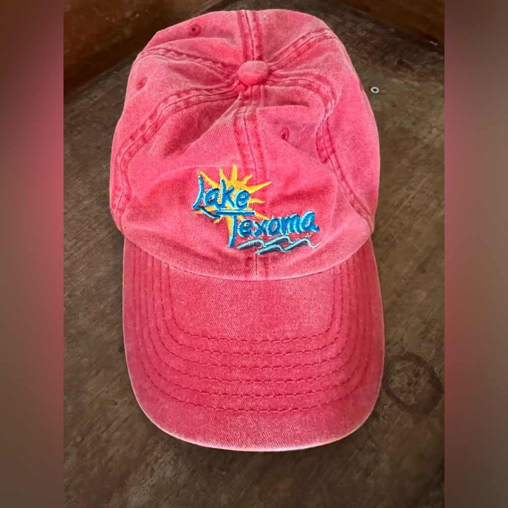 Ladies Hitwear pink/coral/salmon adjustable Lake Texoma ball cap hat.
